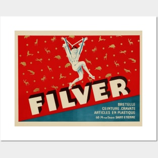 Filver Suspenders Vintage Art Deco Poster Advertisement Posters and Art